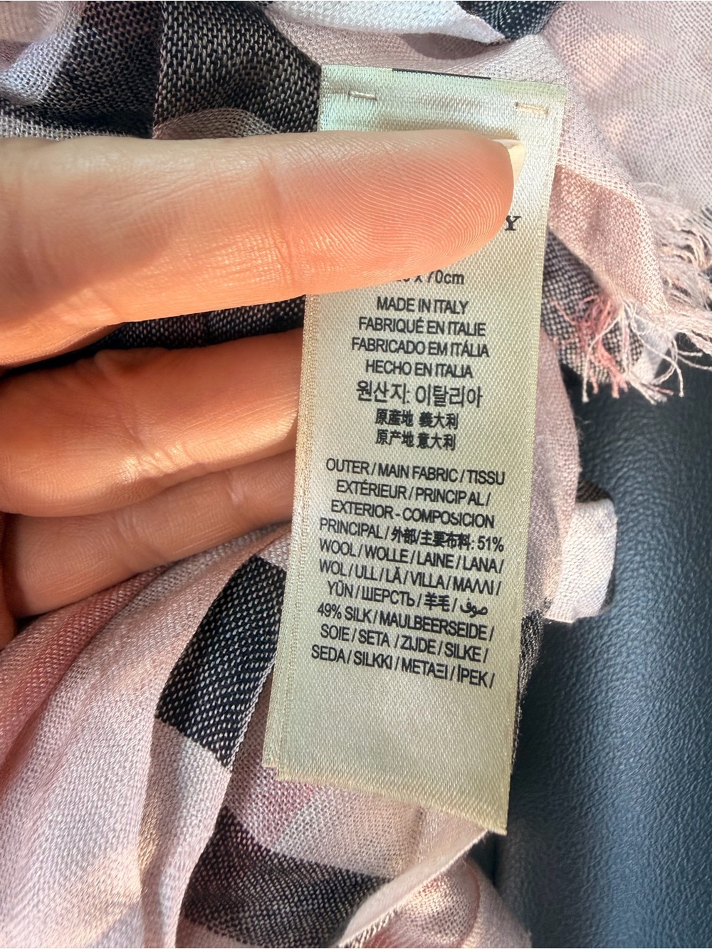 Burberry Pink and Black Check Lightweight Scarf 0283 - Picture 6 of 7